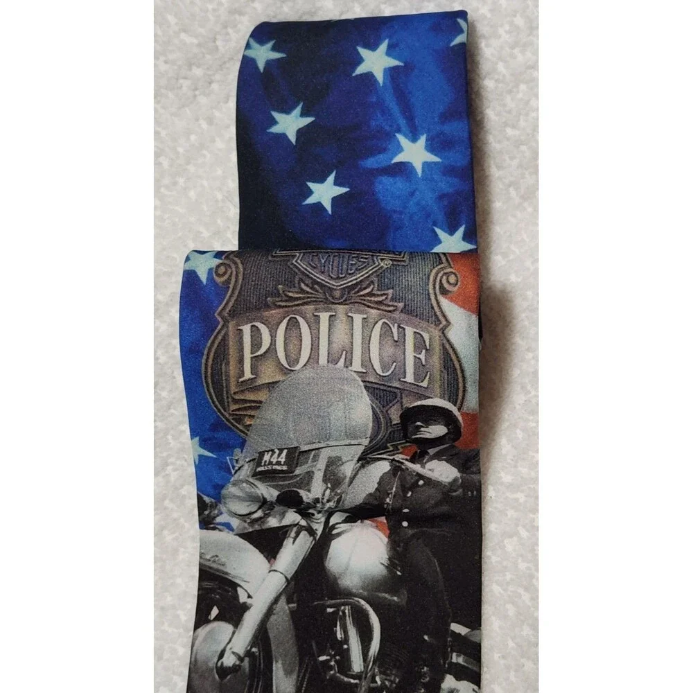 Harley Davidson Police Force Tie Vintage 1998 Motorcycle Cop USA Flag Patriotic
